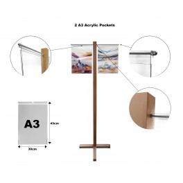 Window Display hook on over pocket Stand A3 Portrait expo office