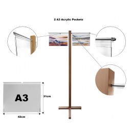 Window Display hook on over pocket Stand A3 Portrait expo office