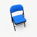 Folding Table with Blue Fabric Chair Set