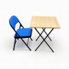 Folding Table with Blue Fabric Chair Set