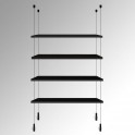 Black Wooden Shelf Suspended Cable Display Kit (Ceiling to Floor)