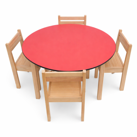 Round Kids Folding Activity Table with 4 Stacking Chairs | IMPSUK
