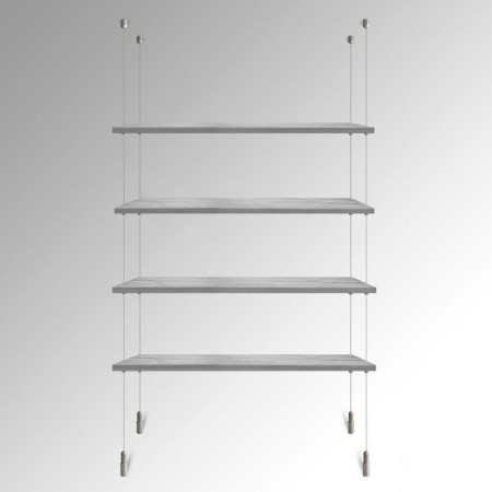 Grey Wooden Shelf Suspended Cable Display Kit (Ceiling to Floor)