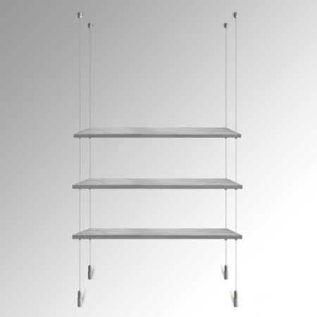 Grey Wooden Shelf Suspended Cable Display Kit (Ceiling to Floor)
