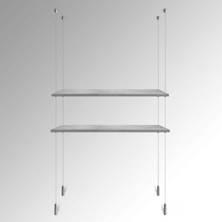 Grey Wooden Shelf Suspended Cable Display Kit (Ceiling to Floor)