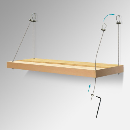 Adjustable Cable Hanging Wooden Shelf Kit | Ceiling Suspension Display Shelf System