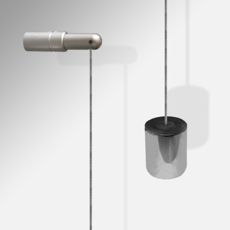 Wall to Floor Cable Hanging Kit with Bottom Weight – Steel Wire Suspension System for Displays & Shelving