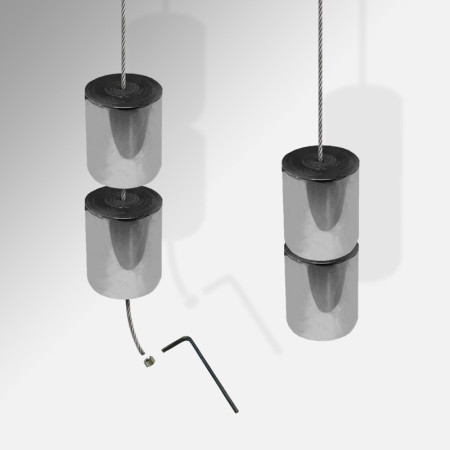 Wall to Floor Cable Hanging Kit with Bottom Weight – Steel Wire Suspension System for Displays & Shelving