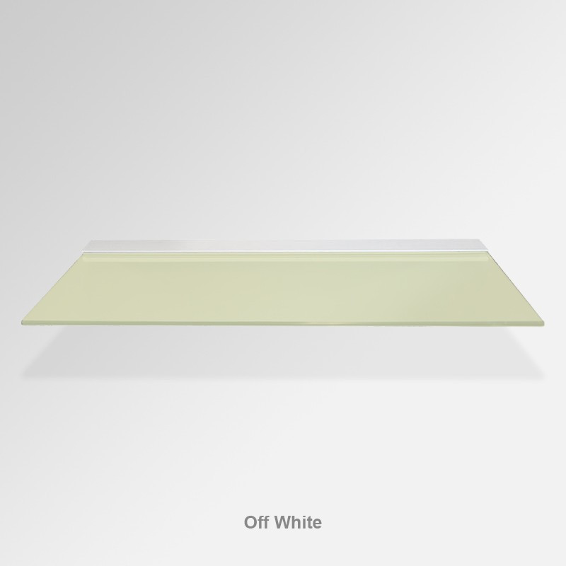 OFF White Glass Shelf – Modern Floating Toughened Glass Shelf for Bathroom, Kitchen & Display Use