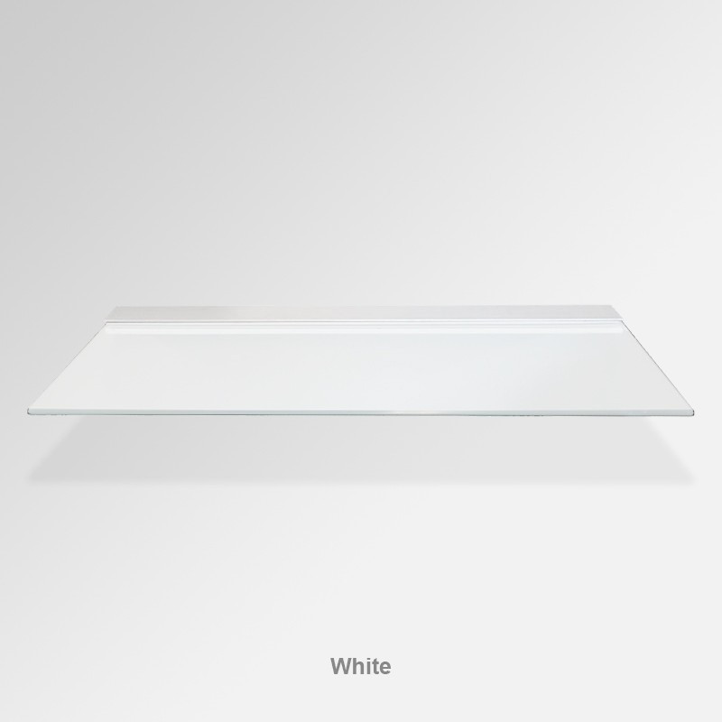 White Glass Shelf – Modern Floating Toughened Glass Shelf for Bathroom, Kitchen & Display Use