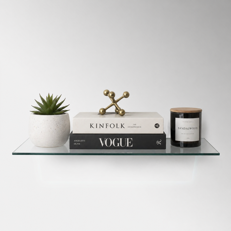 Floating Glass Shelf, Plasterboard
