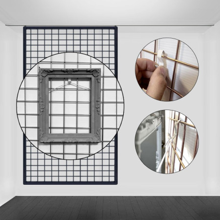 Easy-Slide Grid / Mesh Wall System | Sliding Gallery Display Wall Track (2m & 3m Ceiling Mounted)