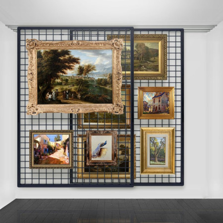 Easy-Slide Grid / Mesh Wall System | Sliding Gallery Display Wall Track (2m & 3m Ceiling Mounted)