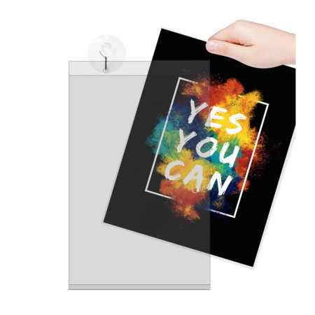 Double-Sided Window Display Pocket with Suction Cups | Clear Poster Holder