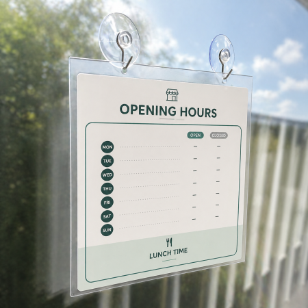 Double-Sided Window Display Pocket with Suction Cups | Clear Poster Holder