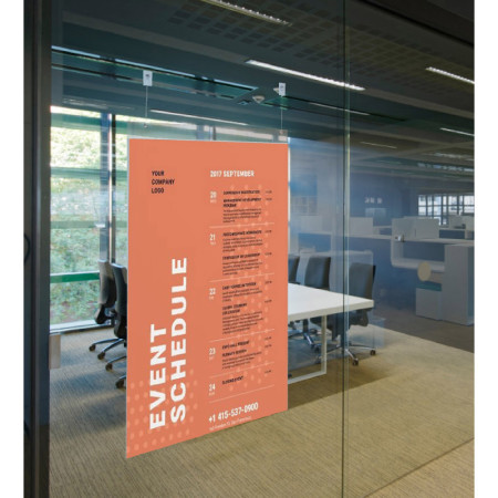 A1 Transparent Pocket Cable Hanging System – Ceiling Mounted Acrylic Poster Display | Double-Sided Window Display Kit