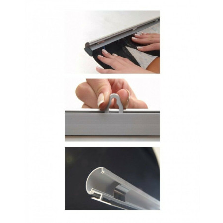White Aluminium Poster Hanger Silver with Suction Cups | Window Display Sign Holder