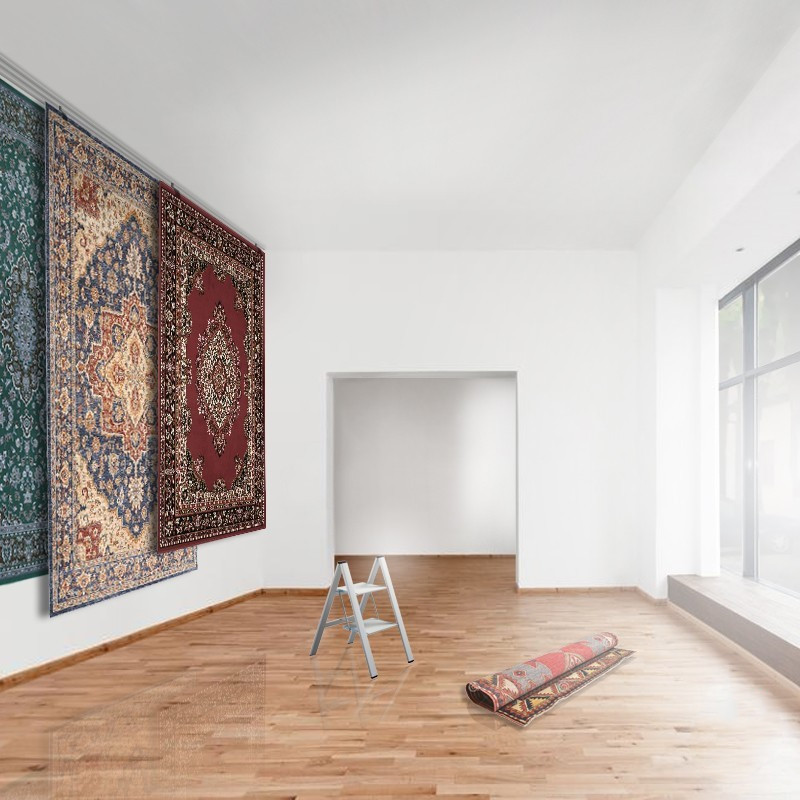 Rug Hanging System Ceiling Rail | Sliding Carpet Display Track 100kg