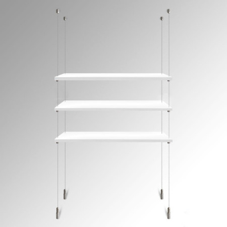 Suspended White Wooden Shelf (Ceiling to Floor) Cable Display Kit