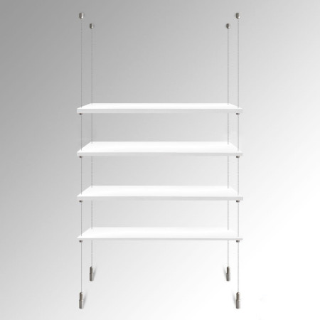 Suspended White Wooden Shelf (Ceiling to Floor) Cable Display Kit