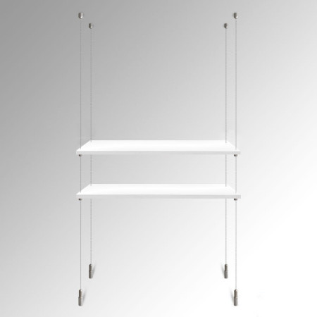 Suspended White Wooden Shelf (Ceiling to Floor) Cable Display Kit