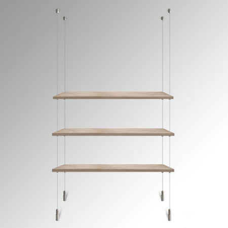 Wooden Embossed Oak Shelf Suspended Cable Display Kit (Ceiling to Floor)
