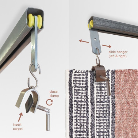 Sliding hanger set for Rug & Carpet hanging system