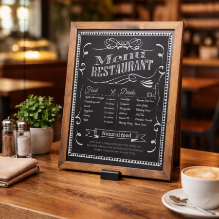 Black Wooden Framed Chalkboard with Easel