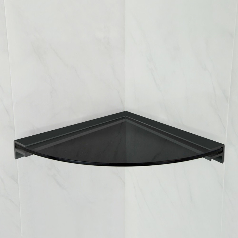 Corner Curved Glass Shelf (Black) | Impsuk