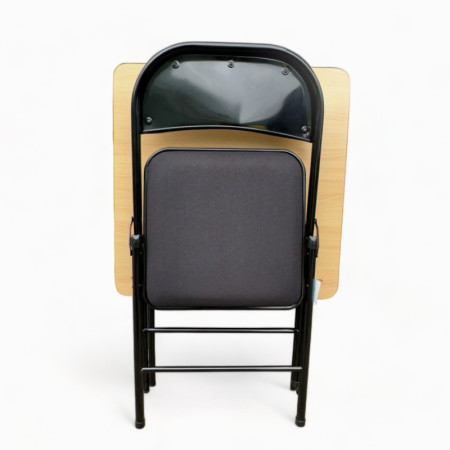 Folding Table with Black Fabric Chair Set