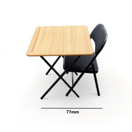 Folding Table with Black Fabric Chair Set