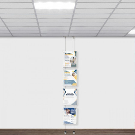 Suspended Twist Ceiling to Floor Brochure Holder Display Kit
