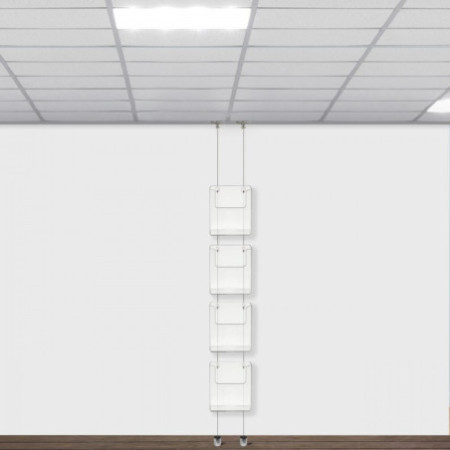 Suspended Twist Ceiling to Floor Brochure Holder Display Kit