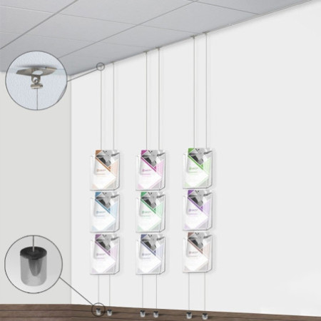 Suspended Twist Ceiling to Floor Brochure Holder Display Kit