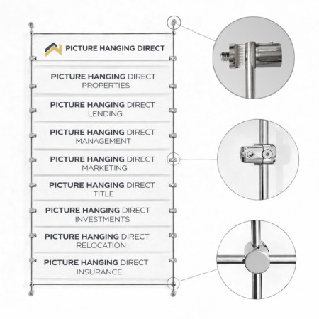 Flush-to-Wall Suspended Acrylic Sign Rod Display Kit