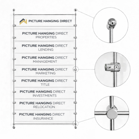 Wall to Wall Suspended Rod Acrylic Sign Display System Kit