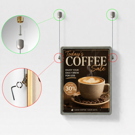 Double-Sided Ceiling Cable Poster Display Kit