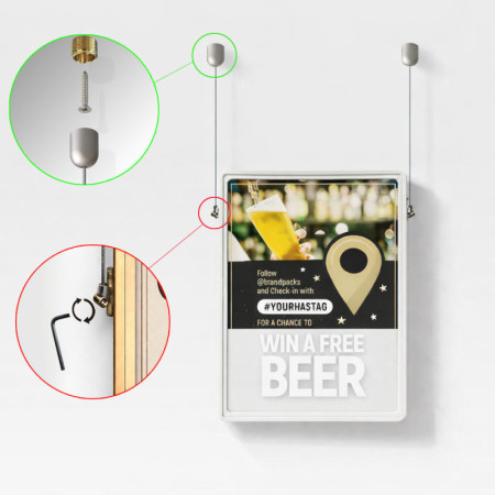 Double-Sided Ceiling Cable Poster Display Kit