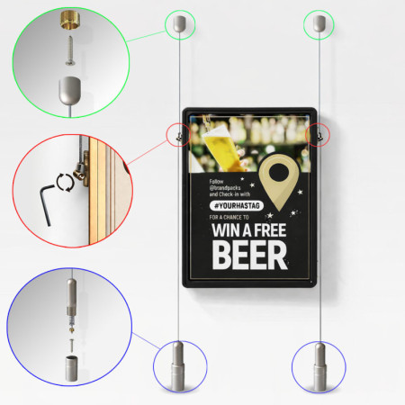 Double-Sided Ceiling to Floor Cable Poster Display Kit