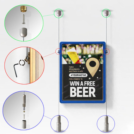 Double-Sided Ceiling to Floor Cable Poster Display Kit