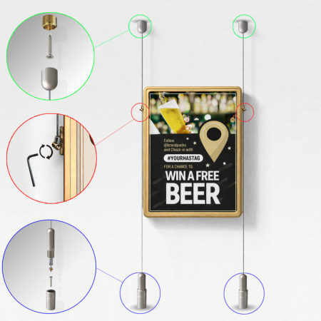 Double-Sided Ceiling to Floor Cable Poster Display Kit