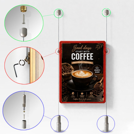 Double-Sided Ceiling to Floor Cable Poster Display Kit