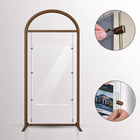 Arch Display Panel with Suspended Acrylic Poster Holder A0 Portrait Landscape
