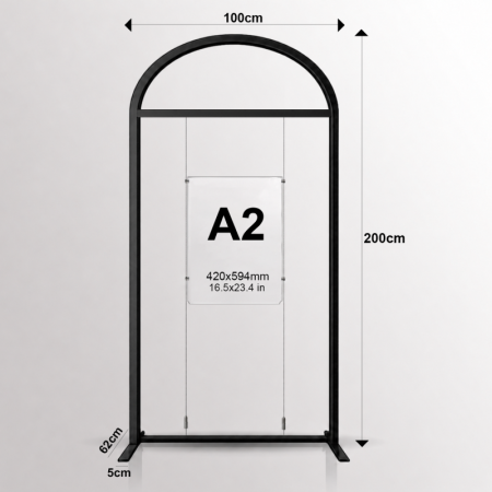 Arch Display Panel with Suspended Acrylic Poster Holder A2 Portrait Landscape