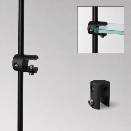 Black Suspended Rod Display Glass Shelves Kit – 6mm Rod Shelf Support System (Fittings Only No Glass)