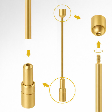 Gold Suspended Rod Display Glass Shelves Kit – 6mm Rod Shelf Support System (Fittings Only No Glass)