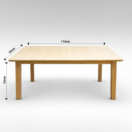 Kids Wooden Rectangular Table – Modern Natural Wood Finish