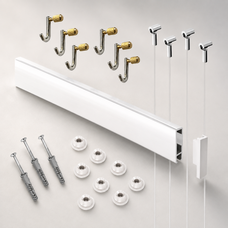 Heavy Duty Art Gallery Clip Rail Hanging System – 2m 60KG Complete Kit