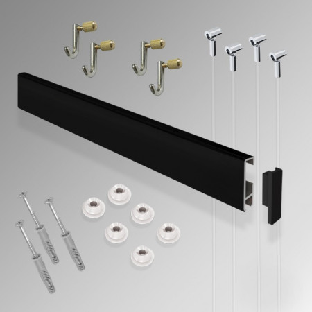 Heavy Duty Art Gallery Clip Rail Hanging System – 2m 60KG Complete Kit