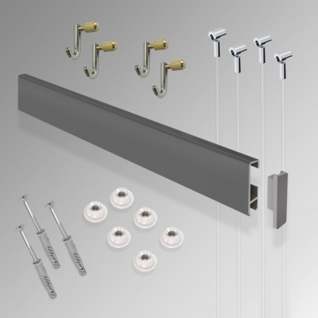 Heavy Duty Art Gallery Clip Rail Hanging System – 2m 60KG Complete Kit